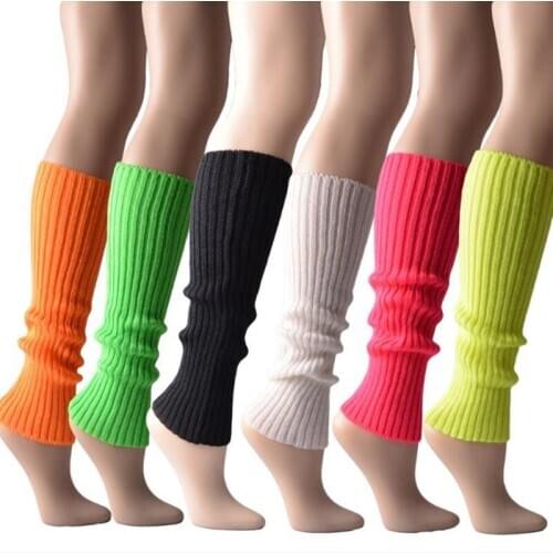 Leg Warmers Women Winter Legging Cover Crochet Striped Knitted Girls Solid Color Thicken Adult Sweet Candy Foot Stockings
