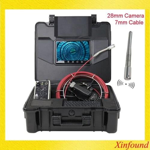 7mm Soft Cable Long Spring Self Leveling 28mm 512hz Sonde Pipe Sewer Drain Inspection Camera Endoscope Borescope 7'LCD