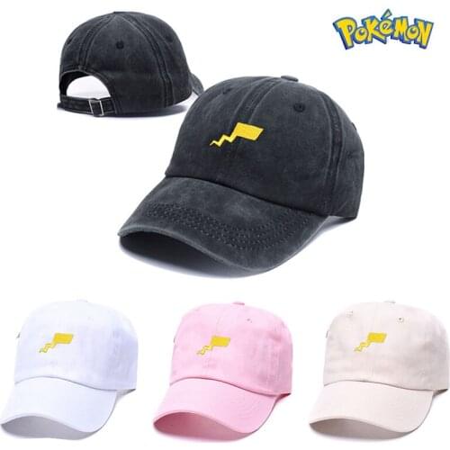 Pokemon Pikachu Lightning Dad Hat Embroidered Logo Hip Hop Sun Hat for Men Womens Golf Letter Baseball Cap Adjustable Fashion