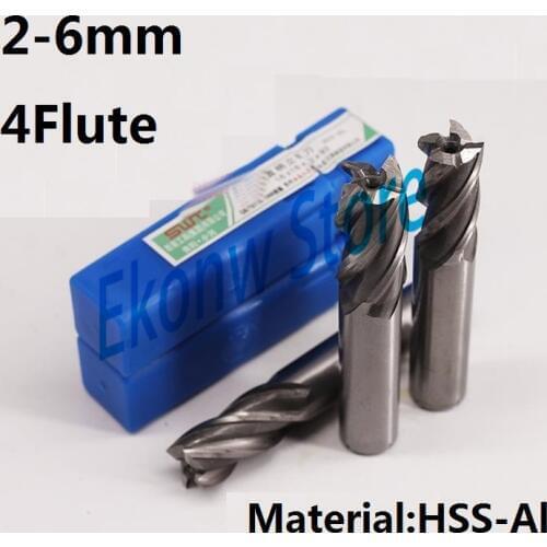 10pcs 2mm 3mm 4mm 5mm 6mm four Four 4 Flute HSS End Mill Cutter CNC Bit Milling Cutter