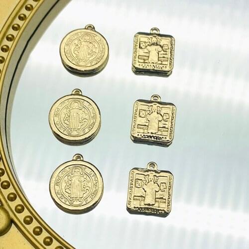 10Pcs Gold Color Alloy Round Coins Charms Vintage Metal Pendant Charm For DIY Jewelry Making Accessories Earring Necklace Making