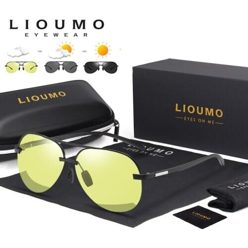 LIOUMO Photochromic Sunglasses Polarized Men Women Glasses Ultralight TR90 Frame Day Night Vision Driving Goggles lentes de sol
