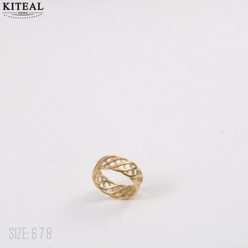 KITEAL Best Gift Gold Vermeil size 6 7 8 Girl rings for women 2020 Metal Hollowing ring men Jewelry for women