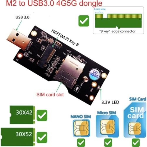 M.2 to USB 3.0 adapter Key B Transfer card For NGFF LTE USB3.0 module with card slot For NGFF 3G4G5G module EM06-A EM12G EM16