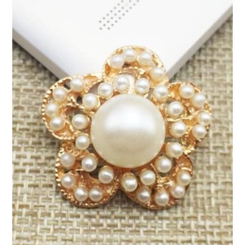 29 MM 20Pcs/Lot Metal Flatback Buttons For Craft Decorative Pearl Star Rhinestone Button For Decoration DIY Accessories MYQB080