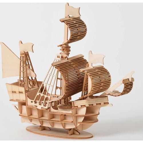 Fancy DIY Sailing Ship Toys 3D Wooden Puzzle Toy Assembly Model Wood Craft Kits Desk Decoration Toys for Children Kids Gift