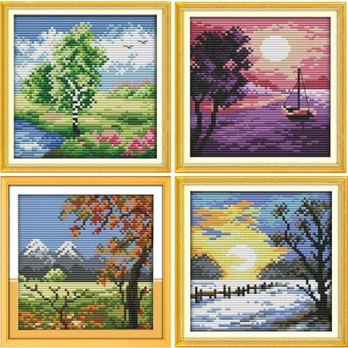 Rural landscape cross stitch kits dmc 11CT 14CT Scenery printed pattern sewing needlework embroidery counted cross set for decor