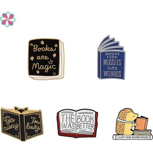2020 NEW Fashion Creative Women Men Brooch Jewelry Book Pattern Enamel Broch Pin Unisex Cartoon Badge Pins and Brooches
