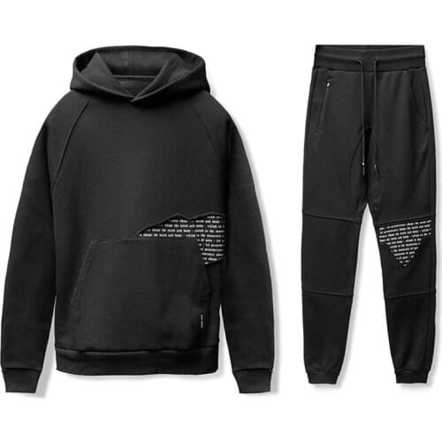 NEW Mens fashion Sportwear Running Suit Two-piece Men Hoodie Sports Cotton Suit Long Sleeve Hoodie+Pants Men Tracksuit Suit