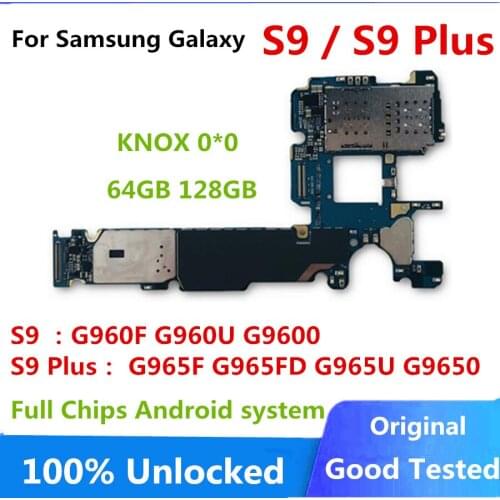 For Samsung Galaxy S9 G960F G960U G9600 S9 Plus G965F G965FD G965U G9650 Motherboard Original Unlocked Main Logicboard Good MB