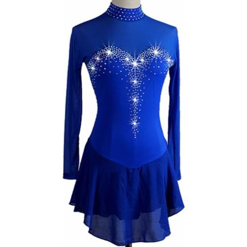 Figure Skating Dress Womens/Girls'Ice Skating Dress Navy Blue Rhinestone /Sequin High Elasticity Performance / Practise/Leisure