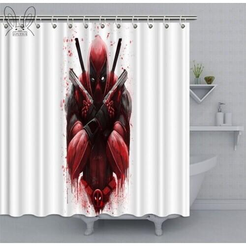 Popular Deadpool Pattern Shower Curtain 3D Anime Waterproof Bathroom Curtain Polyester Fabric Bathing Cover Curtain Shower Sets