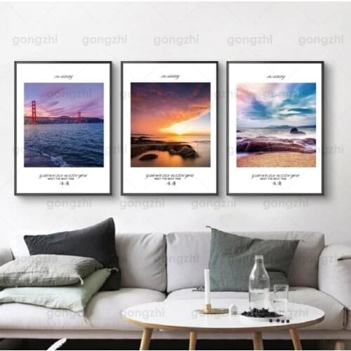 Romantic Seascape Canvas Painting Gorgeous Sunset View Living Room Bedroom Cafe Study Decoration Printing Art Modern Hd Poster
