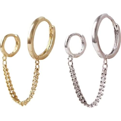 Hot-selling Double Pierced One-piece Earrings European and American Simple Personality Girl Earrings Single Short Ear Buckle