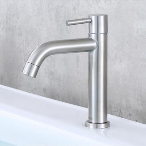 Kitchen Faucet Bathroom Basin Sink Faucet Single Handle Kitchen Tap Faucet Stainless Steel Single Cold Drawing Finished Torneira