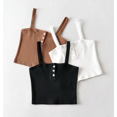 BRADELY MICHELLE 2021 Sumeer NEW Arrival Fashion Women Casual Sleeveless Neck Striped Buttons Tank Cami Vest Cloth