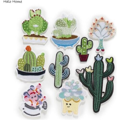 1pcs Cactus Theme Embroidered Patches Sew Applique Stickers Badge Accessories Decoration kids Clothing Handbag DIY
