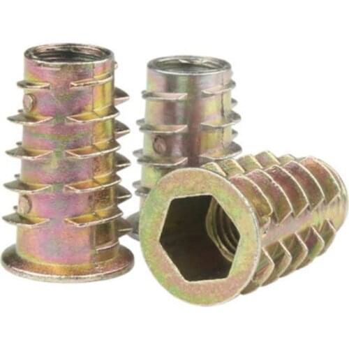 10-50Pcs M4 M5 M6 M8 M10 Zinc Alloy Thread For Wood Insert Nut Flanged Hex Drive Head Furniture Nuts