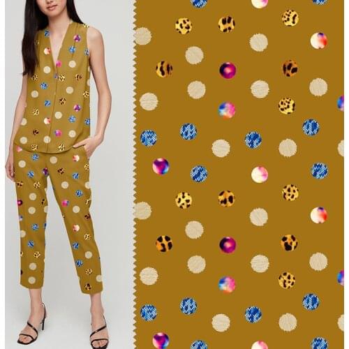 2020 spring and summer clothing fabrics polka dot printed four-sided stretch fabric for dress shirt wholesale