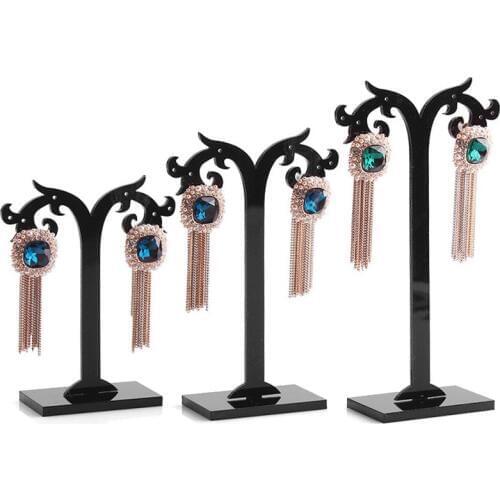 3Pc/set Black Earring Ear Stud Jewelry Display Stand Storage Hanger Holder Show Rack