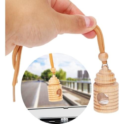 4ml Car Perfume Empty Bottle Perfume Pendant Air Freshener Bottle Wood Hanging Glass Empty Bottle for Essential Oils