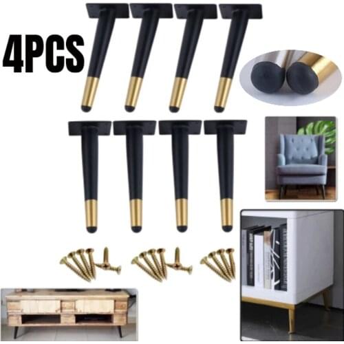 4PCS Metal Furniture Legs Replacement Foot Oblique/Straight Tapered For Cabinet Coffe Table Sofa TVStands with Screws120-400mm