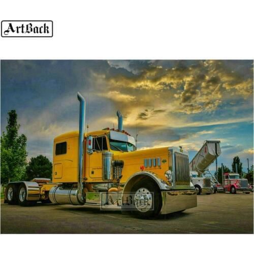 5d diamond painting truck yellow icon full square /round car landscape diamond mosaic handmade crafts embroidery 20x30cm