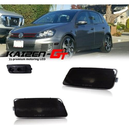 Smoked Lens Car Front Side Marker Light Cover Housings For 2010-2014 Volkswagen MK6 GTI Front Side Fender Light, No Bulb/ Socket