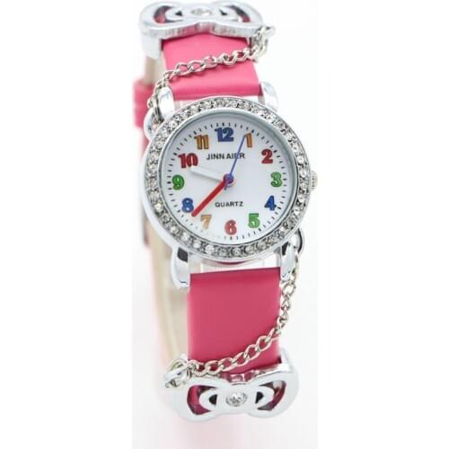 New Arrival Leather Children Girls Ladies Quartz Rosette Kids Watch Montre Fashion Lovely Relogio Clock Kol Saati