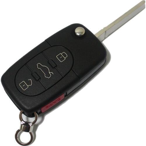 Auto Key Fob Case 3+1 Button Uncut Blade For Audi A4 A6 A8 TT Car Replacement Key Cover Shell Case For Audi A4 Key Shell