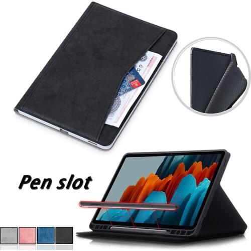 For Samsung Galaxy TAB S7 SM-T870 SM-T875 case 11"2020 Smart Cover with Pencil Holder Tablet Case Tab S7 T870 11 pu Leather Case
