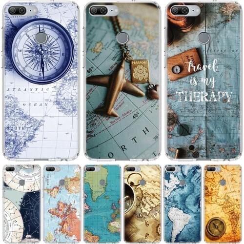 Hot World Map Travel Plans Phone Case for Huawei Honor 10 9 Lite Y9 Y5 Y6 Y7 2019 8X 8A 8S 7A 7X 10i 20i Pro V30 Art Coque Capa