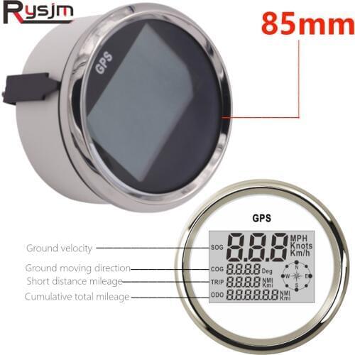 85mm Car Boat Digital GPS Speedometer Odometer 0~999 Knots MPH Km/h Adjustable GPS Speed Gauge 12V/24V with Backlight for Motor
