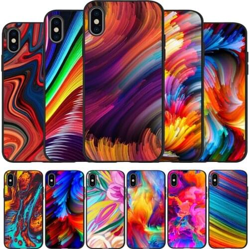 Color Painting Paint Pigment black Case For iPhone 11 XR XS Max 7 8 6 6S Plus 5 5S SE 2020 Back Cover For iPhone 11 Pro Shell