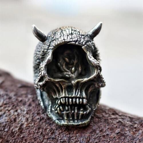 EYHIMD Gothic Mens Devil Cyclops Skull Ring 316L Stainless Steel Rings for Men Male Goth Biker Fashion Jewelry