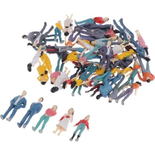 50 Set Mini People Figurines 1/50 Model Trains Architectural Plastic People Figures Tiny People for Miniature Scenes, 35mm Tall