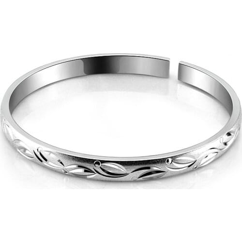 Hot 925 Sterling Silver Shiny Pattern Bracelet Bangle Sweet Beautiful Bracelet Charm 925 Jewelry Female Gift