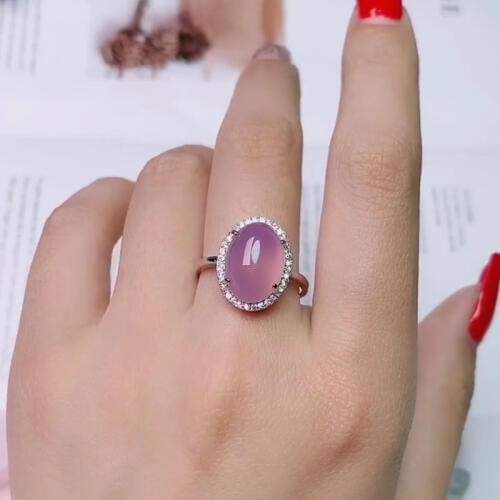 Classic Charm 925 Sterling Silver Rings For Women Natural Pink Jade Gemstone Ring Wedding Anniversary Women Jewelry Best Gifts