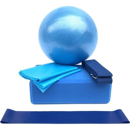 5pcs Yoga Equipment Set Ball Blocks Stretching Strap Resistance Loop Band Exercise Band Gym Fitness Body Buiding Pilates Balance