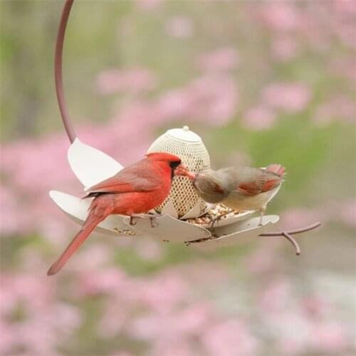 Bird Feeder Outdoor Flower Design Birds Feeding Tools Metal Innovative Feeder For Birds Water Foods Yard Garden Decor