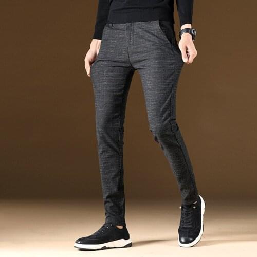 Hot Sale Fashion Spring and Autumn New Listing Mens Casual Stretch Slim Trousers Fashion Mens Cotton Grey Casual Pants