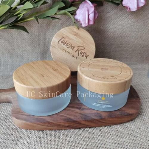 Custom Logo Frosted Glass Cbd Herb 100g Cream Jar Makeup Lip Gloss Packaging Cosmetic Container For Body Cream Jar With Lid