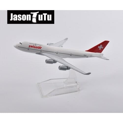 JASON TUTU 16cm Swiss Air Boeing 747 Airplane Model Plane Model Aircraft Diecast Metal 1/400 Scale Gift Dropshipping