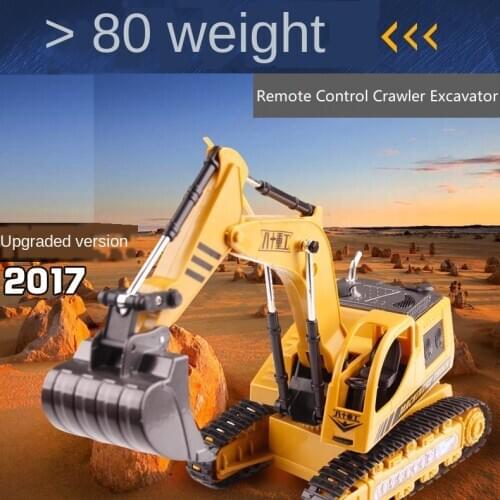 Upgraded Version Remote Control Engineering Crane Vehicle Toys LED Light 8070E Crawler Excavator RC Bottom Bracket Alloy Truck