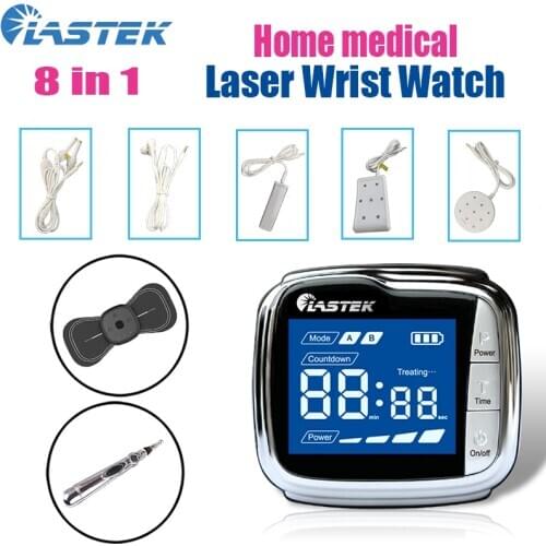 LASTEK 8 in 1 Home Care Kit 3R Laser Watch Therapy Device + 5 Treatment Accessories + Acupuncture Pen + Cervical Massage Sticker