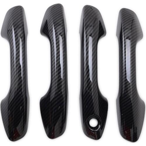 ABS Chrome Carbon Fiber Door Handle Cover Trims Car Decoration Styling Accessories For Kia Rio 4 X-line 2017 2018 2019 2020