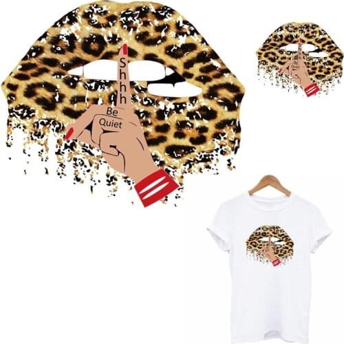 Sex leopard Lips Patches For Clothes DIY A-Level Washable Heat Transfer Thermal Sticker On Clothes Print-On Girl T-Shirt Decor