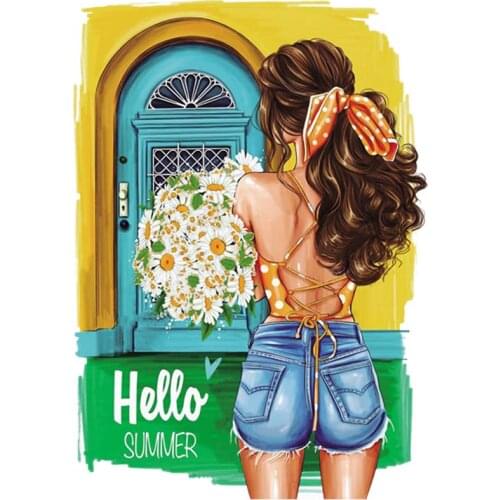 Shirt Dresses Patches Vinyl Diy Heat Transfer Tops Fashion Appliqued Patch Iron On Flower Girl