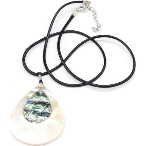 Natural Mother of Pearl Shell Pendant Necklace Water Drop Shape Splicing Shell Necklace for Women Men Charms Necklace Jewelry