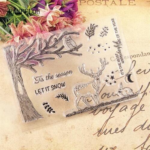 PANFELOU 15.5x11 Easter forest deer Transparent Clear Silicone Stamp/Seal for DIY scrapbooking/photo album clear stamp sheets
